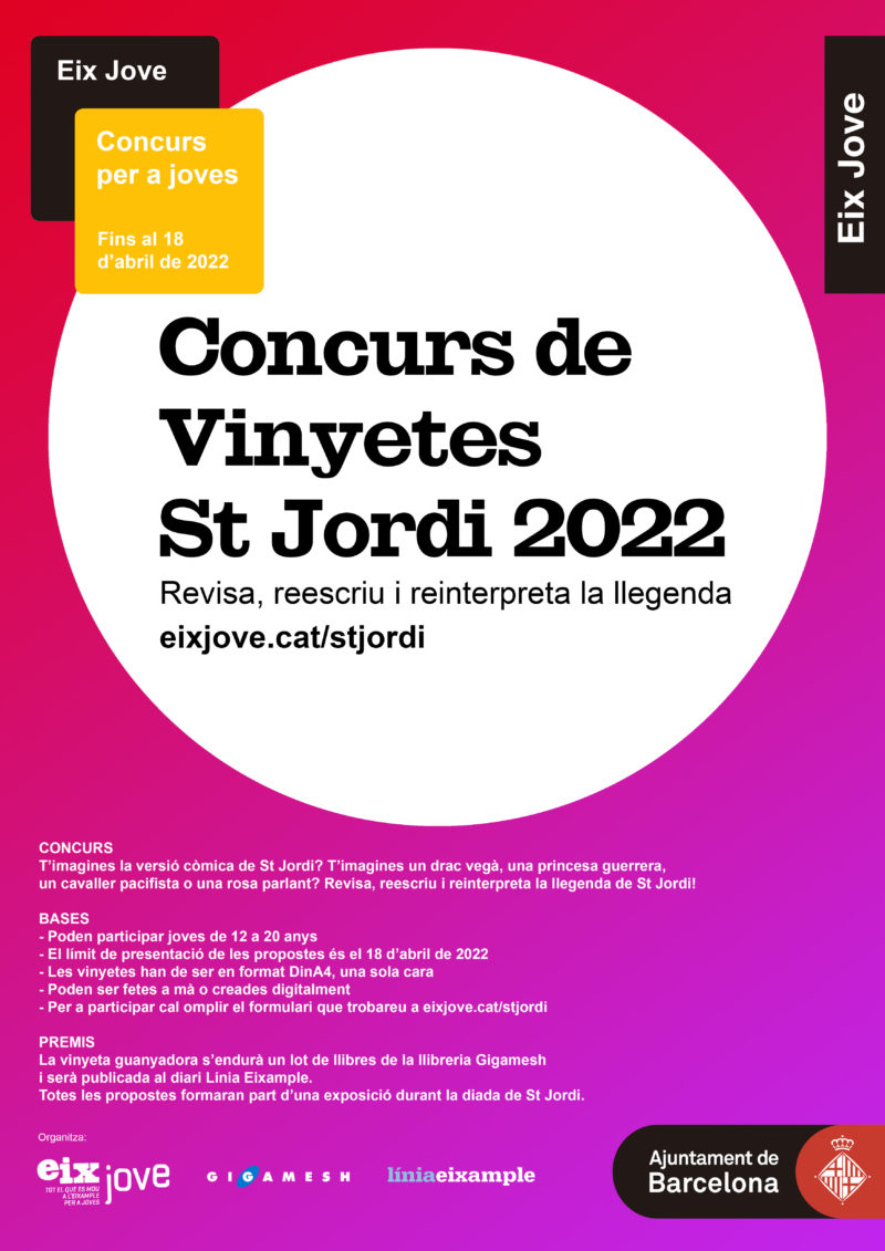 AGENDA SANT JORDI 2022 - EIX JOVE - CONVOCATÒRIA OBERTA! CONCURS DE VINYETES St Jordi 2022