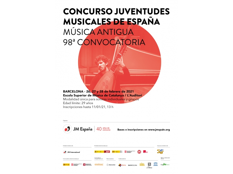 L’ESMUC acull el 98è Concurs de Música Antiga de Joventuts Musicals d’Espanya